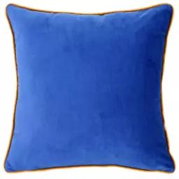 Housse de coussin en velours de polyester recyclé bleu 40×40