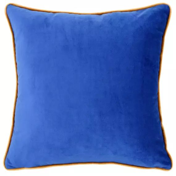 Housse de coussin en velours de polyester recyclé bleu 40×40