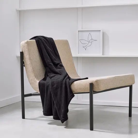 Plaid uni en Polyester Gris anthracite 125×150 cm