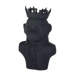 Statuette buste de singe à couronne noire H37