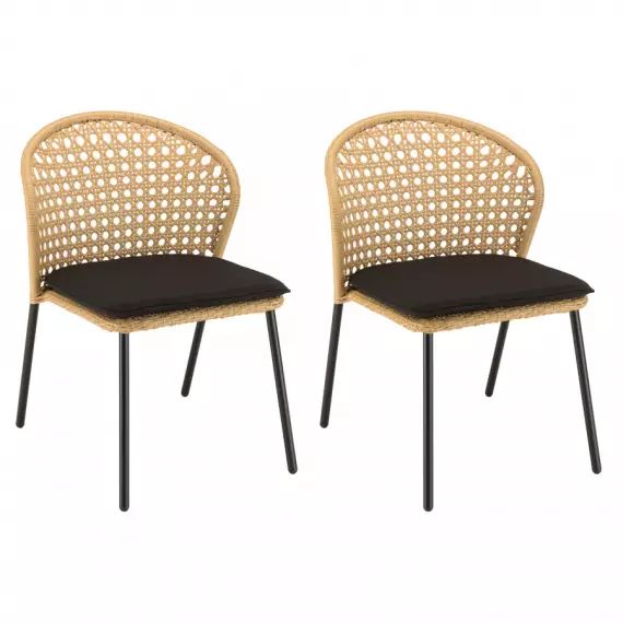 Lot de 2 chaises rotin synthétique couleur naturelle