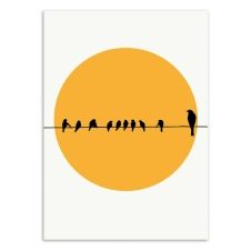 Affiche d’art 50 x 70 cm  – Birds family – Kubistika