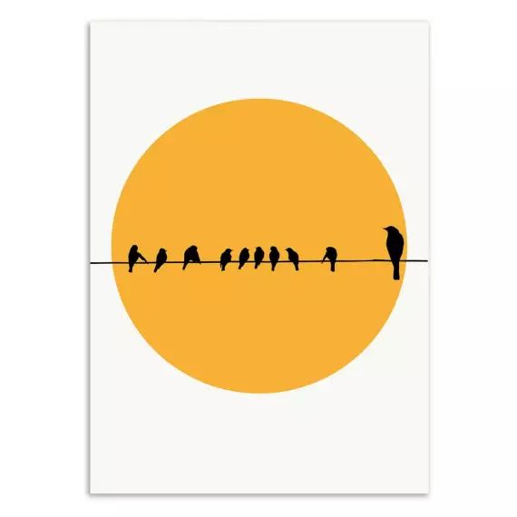 Affiche d’art 50 x 70 cm  – Birds family – Kubistika