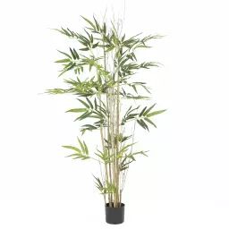 Plante artificielle bambou tronc naturel 336 feuilles H.150cm