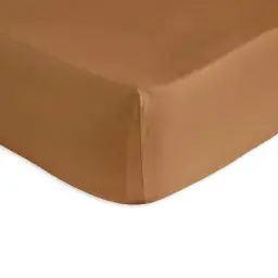 Drap housse en percale de coton PURE 180×200+28 cm marron