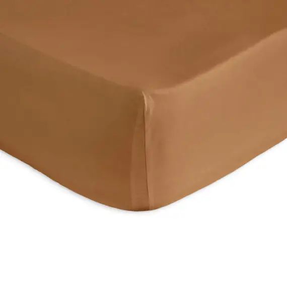Drap housse en percale de coton PURE 180×200+28 cm marron
