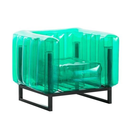 Fauteuil tpu vert cristal cadre en aluminium