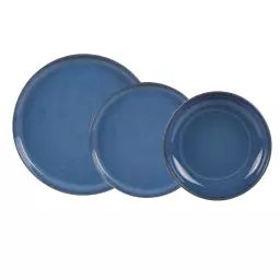 Service d’assiettes    cobalt 18 pièces en grès  bleu