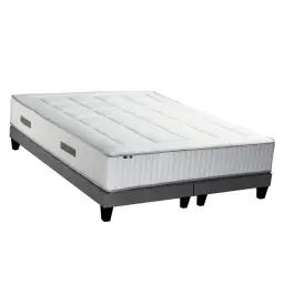 Ensemble matelas 7 zones memoire forme sommier gris 160×200