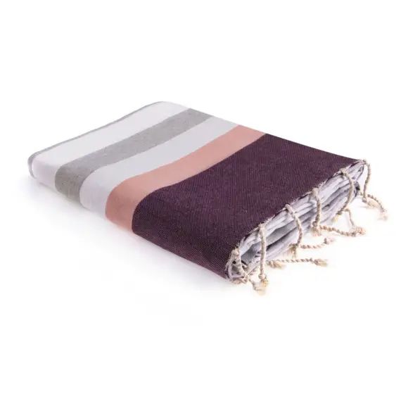 Fouta en coton 100×200  Gris Perle, Rose Pâle et Prune