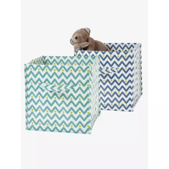 Lot de 2 bacs de rangement vert/bleu