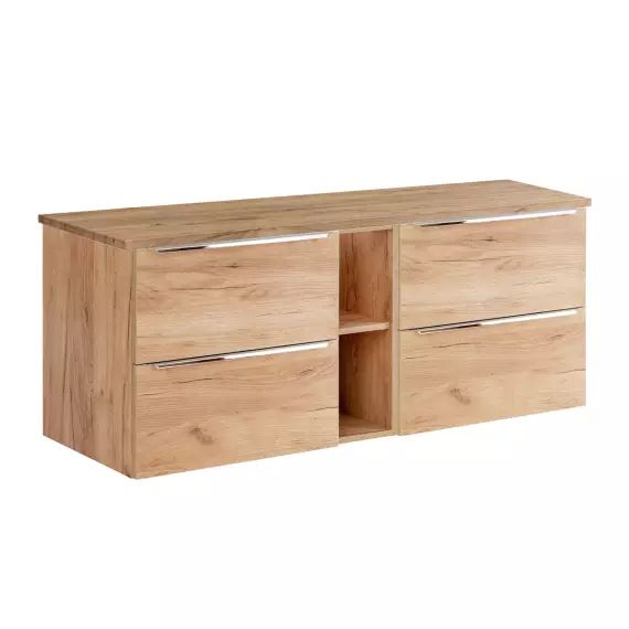 Meuble sous-vasque 140cm 2 niches naturel