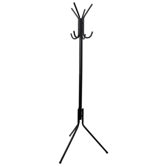 Porte-manteaux avec 8 crochets sur pieds en métal noir 178x62x62cm