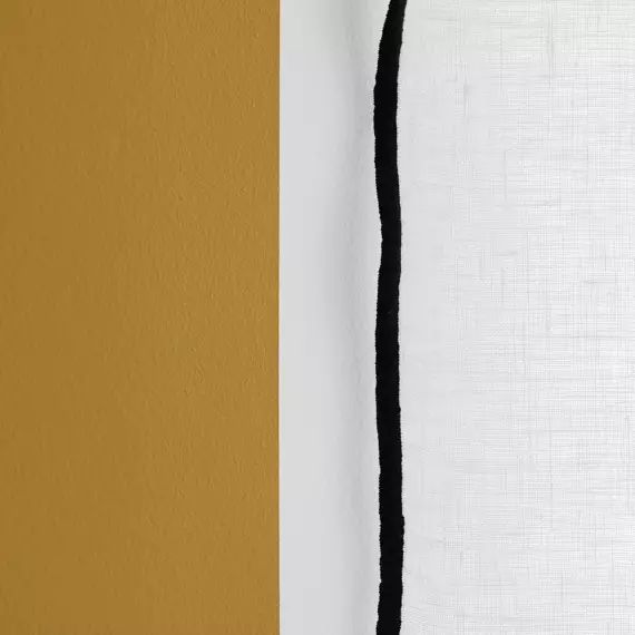 Rideau à galon fronceur 135×350 cm Blanc pur et bourdon noir en Lin