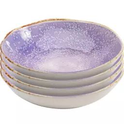 Assiette creuse en grès violet D20 – Lot de 4
