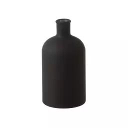 Vase bouteille en verre noir 12x12x22 cm