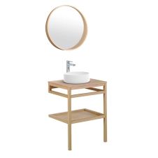 Meuble de salle de bain 60 cm avec miroir et vasque ronde