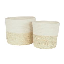 2 Cache-Pots Panier Rangement en Fibre Naturelle, D.20/25cm