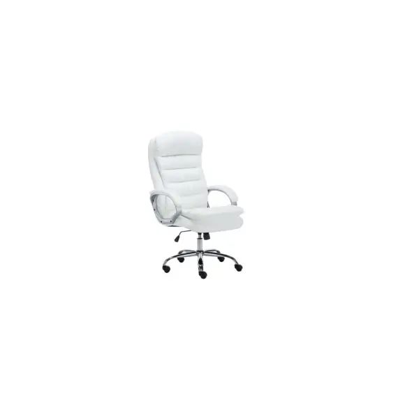 Chaise de bureau réglable pivotant en similicuir Blanc