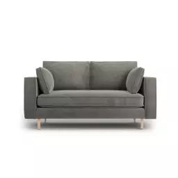 Canapé 2 places en tissu structuré gris clair