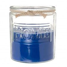 Bougie parfumée bleue en verre et corde