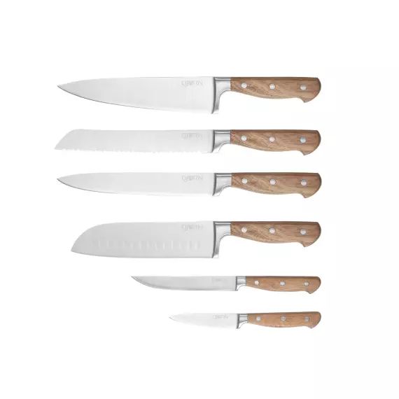 Lot de 6 couteaux en inox marron