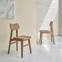 Lot de 2 chaises en bois finition Noyer MILO