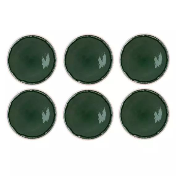 Lot de 6 assiettes plates en grès vert D27