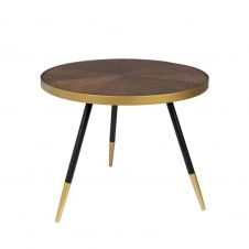 Table basse ronde en métal et bois foncé D61cm