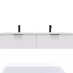 Meuble salle de bain double vasque 140cm 2 tiroirs Blanc
