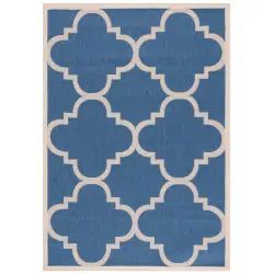 Tapis interieur / exterieur en bleu & beige, 122 x 170 cm