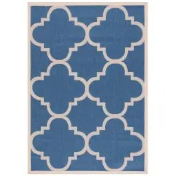 Tapis interieur / exterieur en bleu & beige, 122 x 170 cm