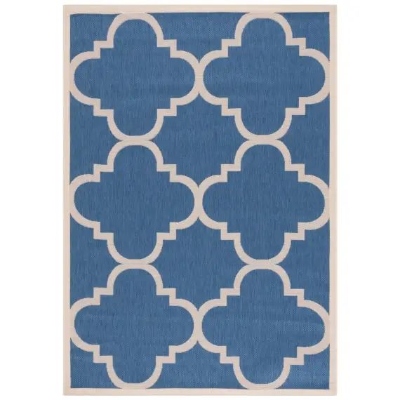 Tapis interieur / exterieur en bleu & beige, 122 x 170 cm