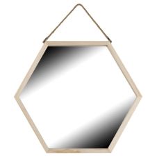Miroir hexagonal Carélie naturel, l.48 x H.40 cm