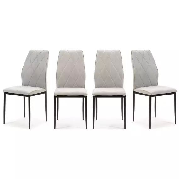 Lot de 4 chaises en tissu gris clair