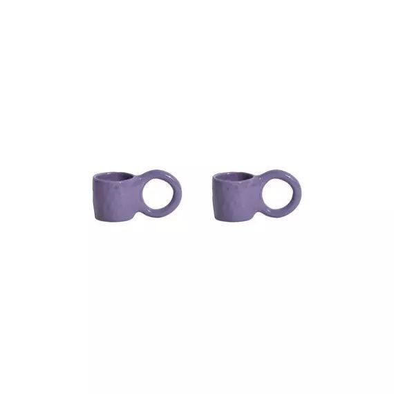 Tasse à espresso Donut en Céramique, Faïence émaillée – Couleur Violet – 11 x 13.39 x 5.5 cm – Designer Pia Chevalier