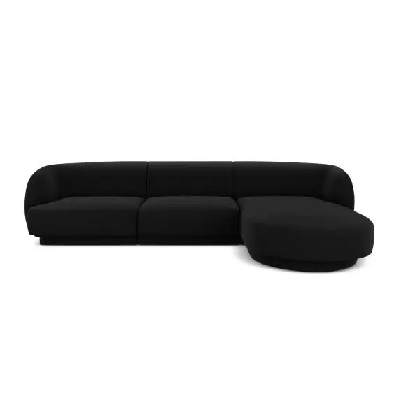 Canapé d’angle droit 4 places en tissu velours noir