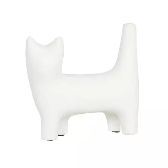 Statuette chat en ciment blanc H13
