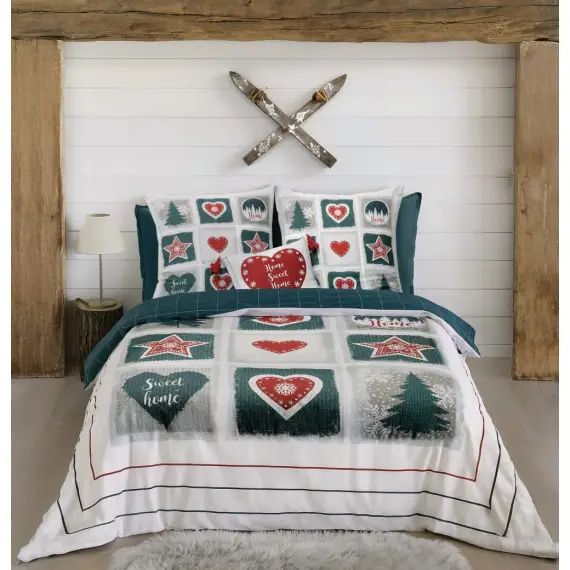 Parure de couette 100% coton 57 fils imprimée 240×220 2 taies