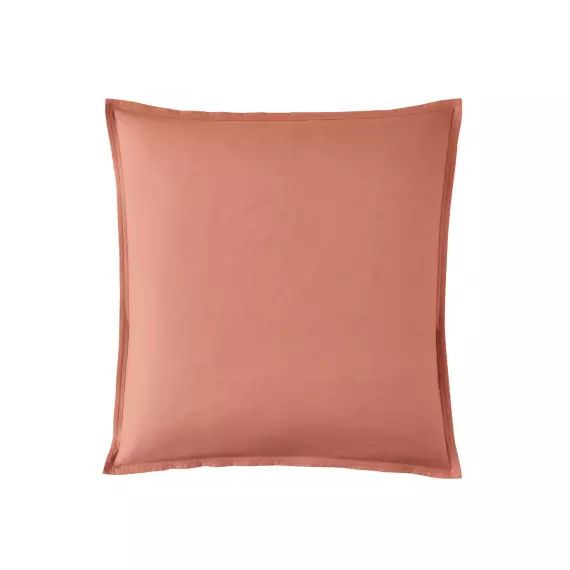 Taie d’oreiller en percale de coton rose corail 65×65