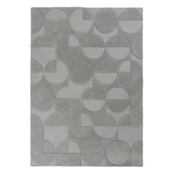 Tapis géométrique design en laine gris 120×170