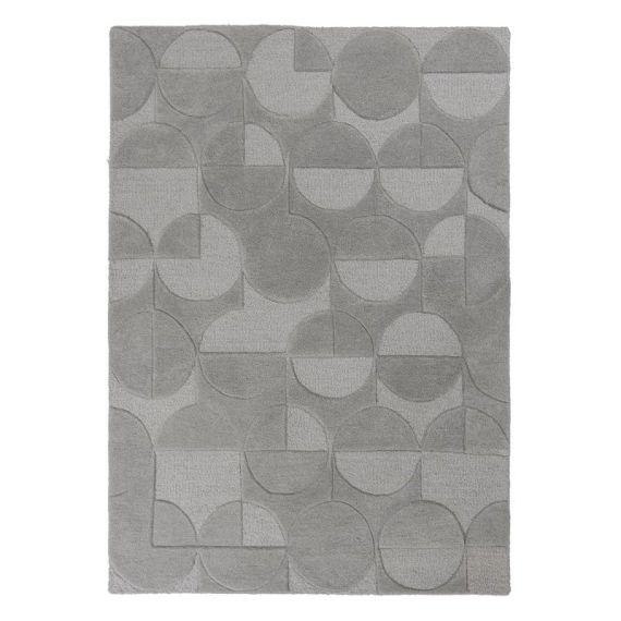 Tapis géométrique design en laine gris 120×170