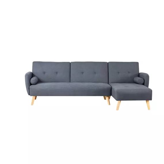 Canapé scandinave convertible 3 places en tissu gris foncé