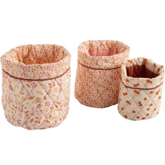 Panières gigognes  en coton rose