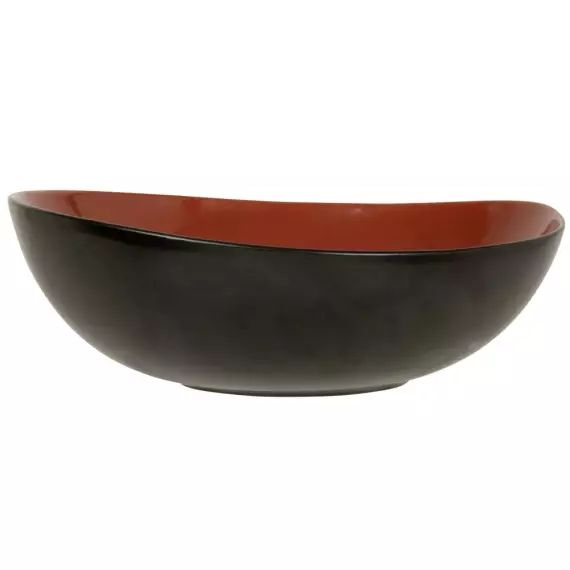 Saladier en grès marron et noir