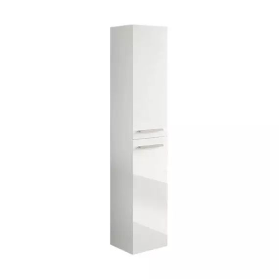 Colonne de salle de bain 2 portes effet bois blanc brillant