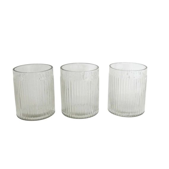 Set de 3 photophores en verre transparent