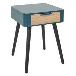 Table de chevet 1 tiroir en mdf bleu