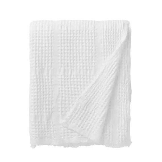 Plaid en jacquard de coton blanc 130×170