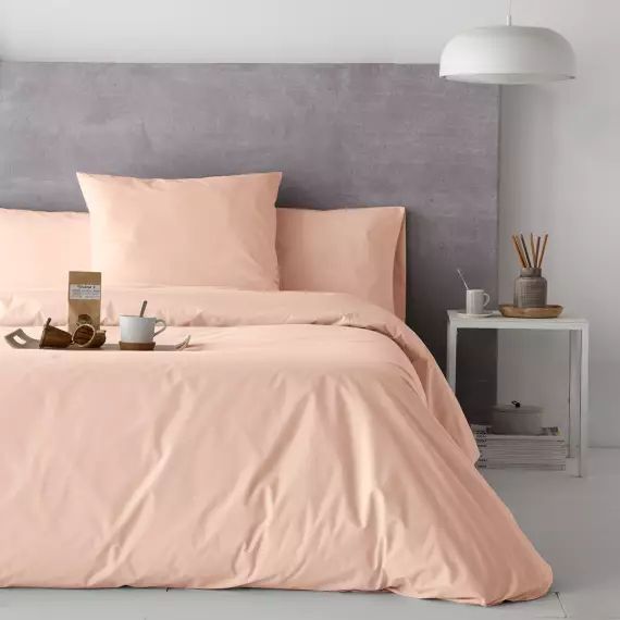 Housse de couette en percale de coton 155×220 cm corail